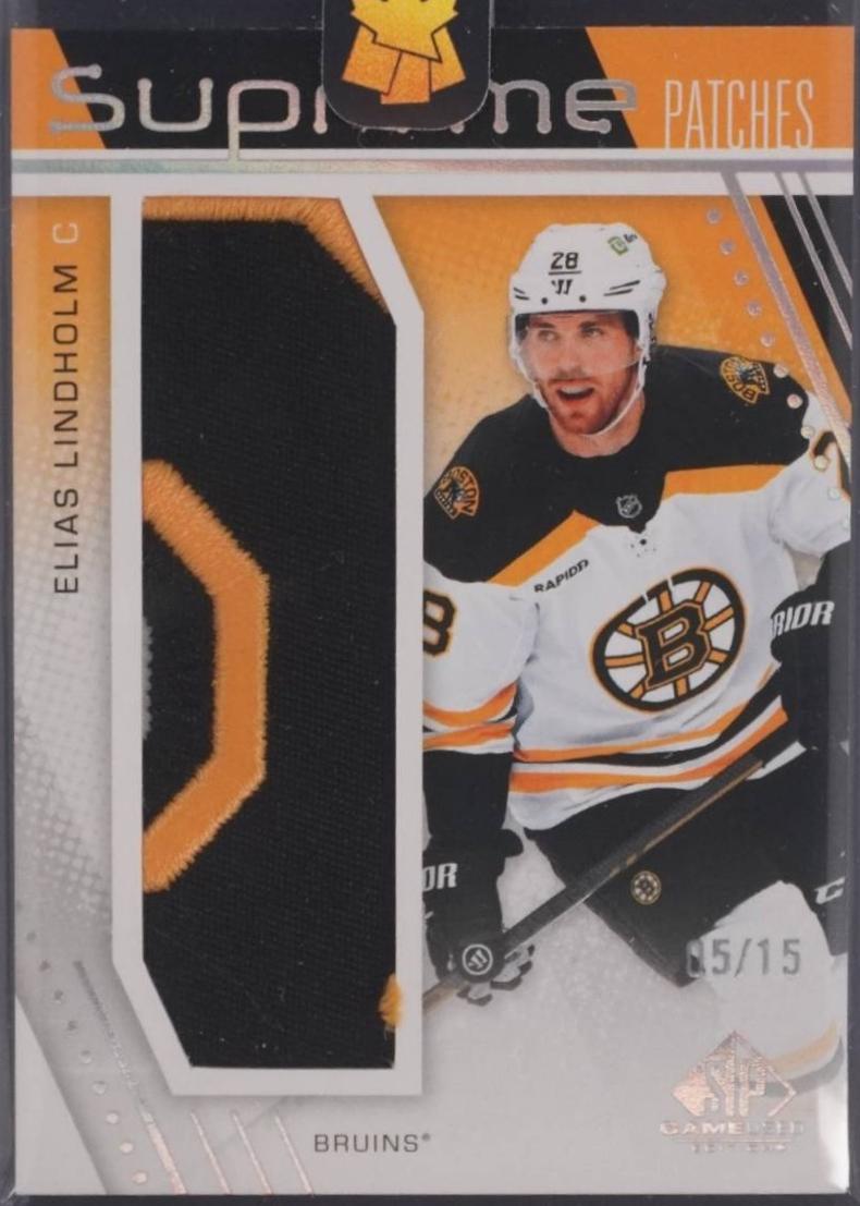 2025–26 SP Game Used Supreme Patches Elias Lindholm #SP-EL /15 — exact card front