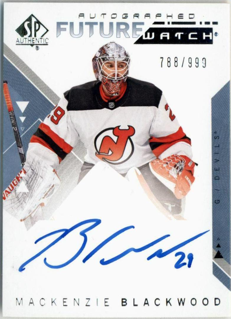 2018–19 SP Authentic Mackenzie Blackwood #176 Future Watch Autograph /999 — exact card front