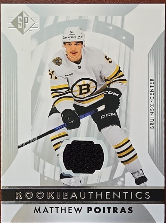 2023–24 Upper Deck SP Matthew Poitras #129 Rookie Authentics Jersey — exact card front